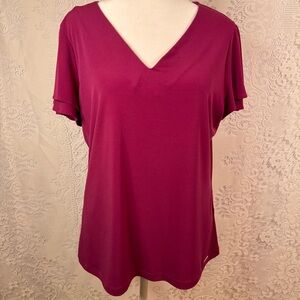 Calvin Klein Deep Red V-Neck Short Sleeve Tee